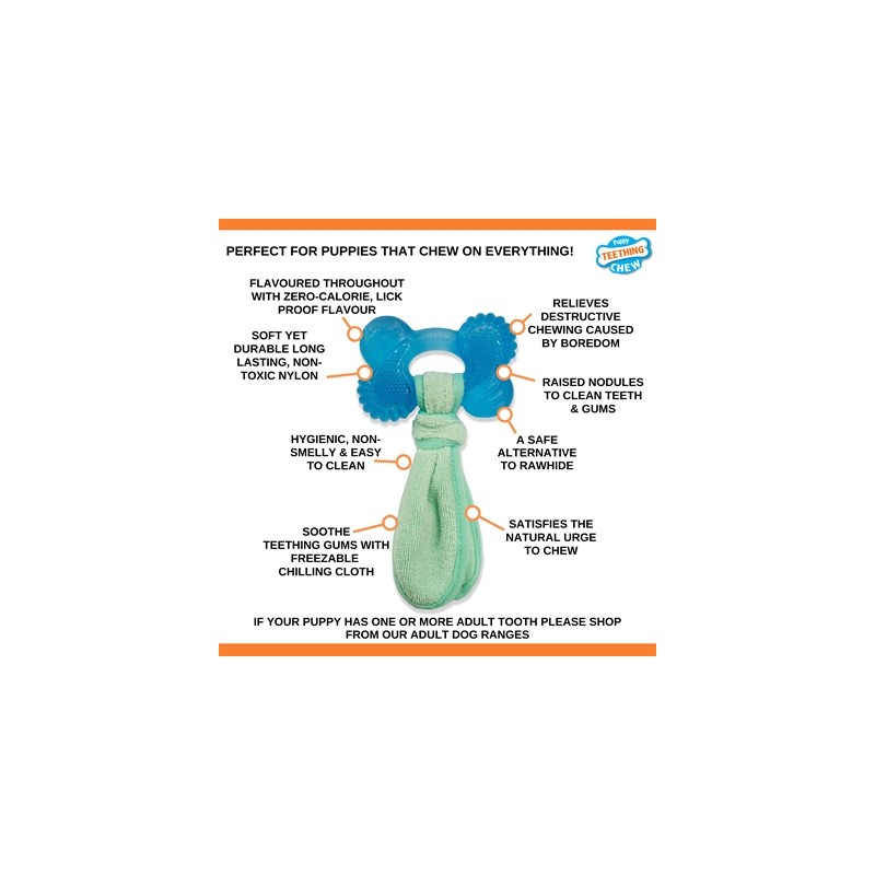 Nylabone Puppy Freezer Bone With Wash Cloth Pindakaassmaak