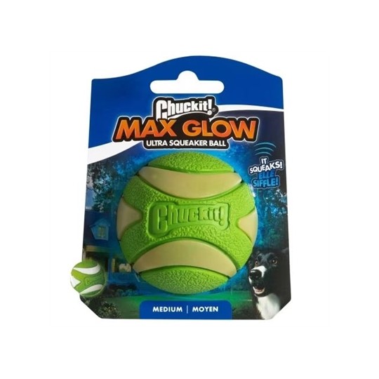 Chuckit Max Glow Ultra Squeekerbal Groen