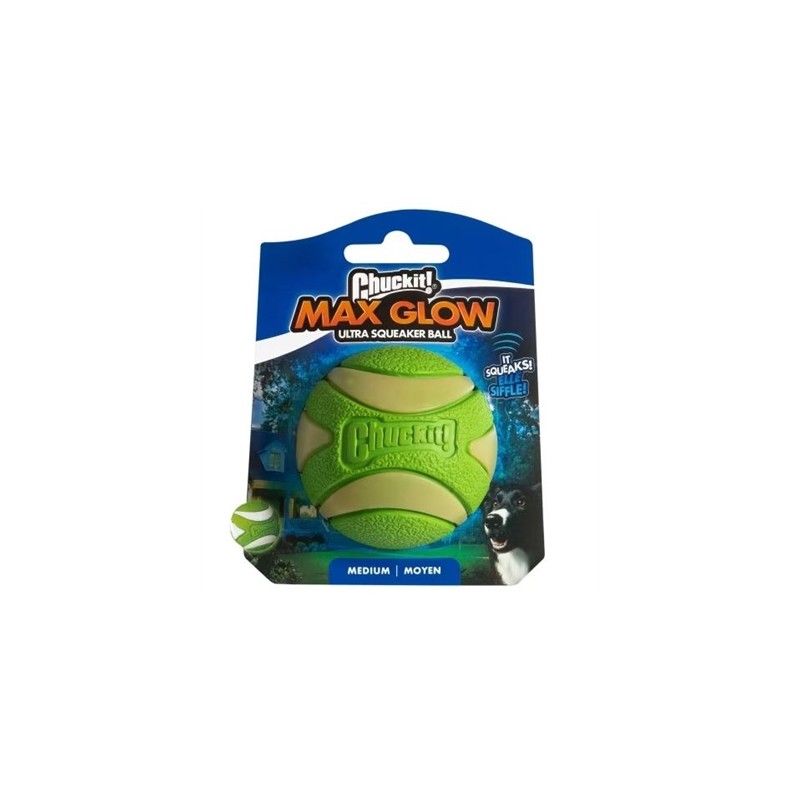 Chuckit Max Glow Ultra Squeekerbal Groen