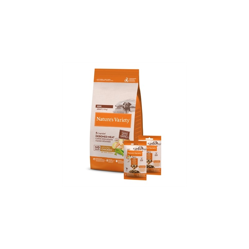 Natures Variety Adult Mini Chicken Graanvrij + 2 Freeze Dried Toppers