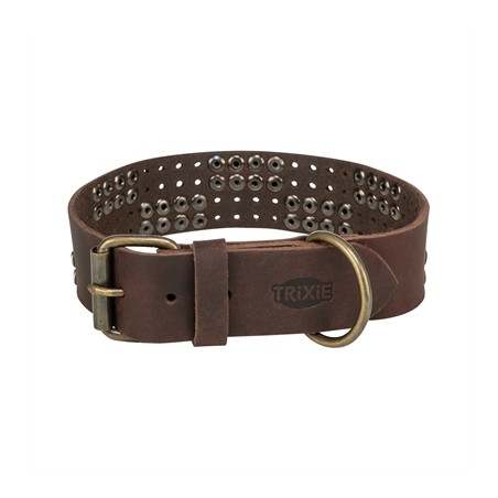 Trixie Halsband Hond Rivet Rustic Vetleer Donkerbruin