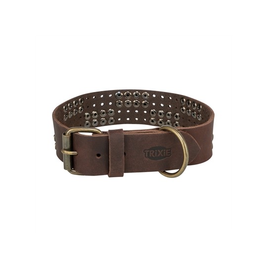 Trixie Halsband Hond Rivet Rustic Vetleer Donkerbruin