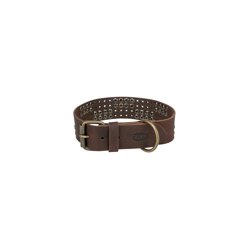Trixie Halsband Hond Rivet Rustic Vetleer Donkerbruin