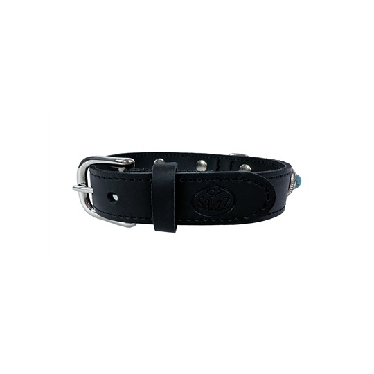 Sazzz Halsband Hond Adventure Stone Classic Leer Zwart