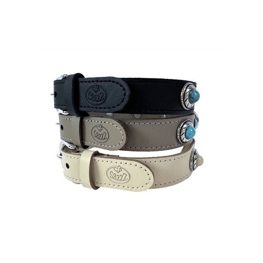 Sazzz Halsband Hond Adventure Stone Classic Leer Zwart