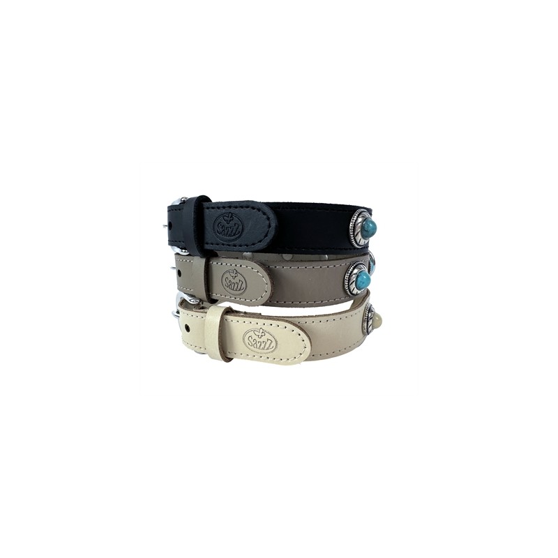 Sazzz Halsband Hond Adventure Stone Classic Leer Zwart