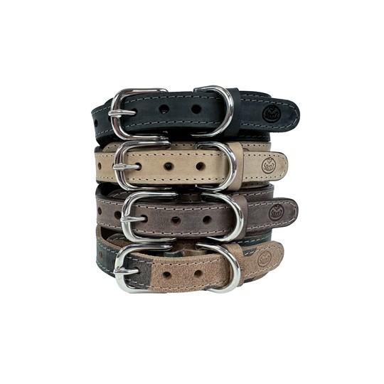 Sazzz Halsband Hond Boho Vintage Leer Antraciet