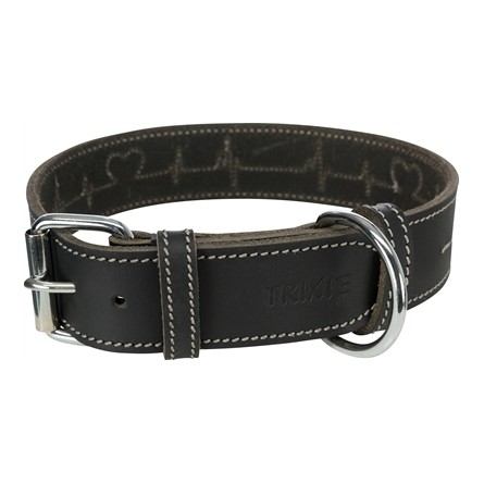 Trixie Halsband Hond Rustic Vetleer Heartbeat Zwart