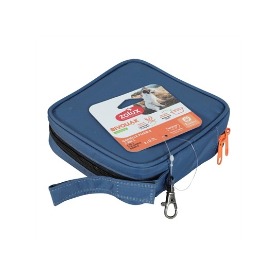 Zolux Bvk 2In1 Opvouwbare Voerbak En Drinkbak Blauw