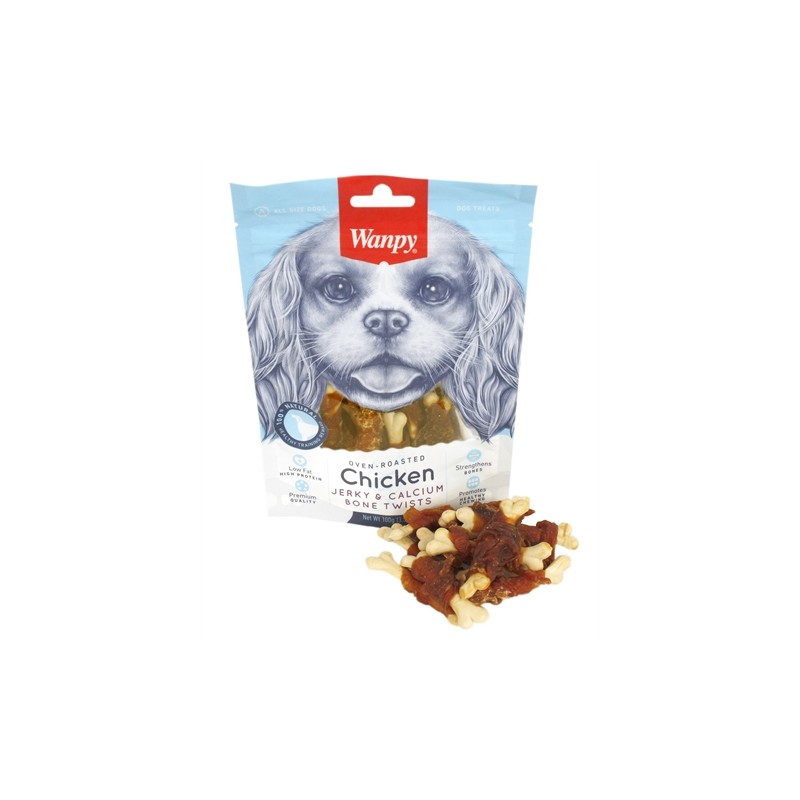 Wanpy Oven-Roasted Chicken Jerky / Calcium Bone Twists