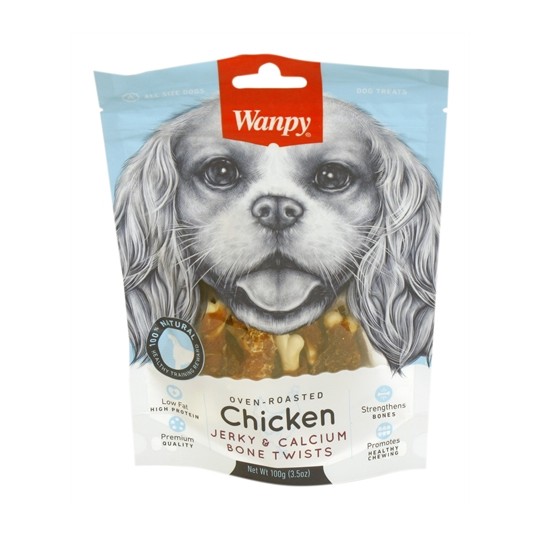 Wanpy Oven-Roasted Chicken Jerky / Calcium Bone Twists