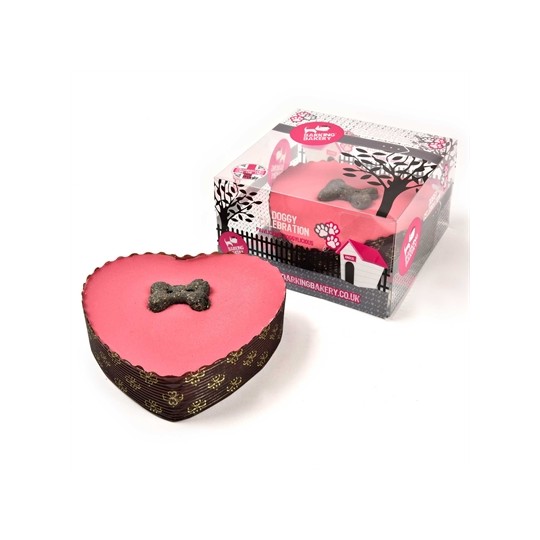 The Barking Bakery Yoghurt Topped Pawty Cake Roze Hart Met Kaars