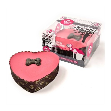 The Barking Bakery Yoghurt Topped Pawty Cake Roze Hart Met Kaars
