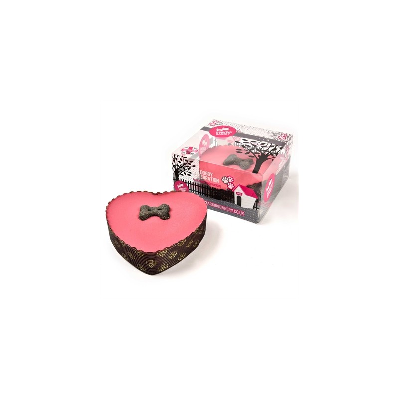 The Barking Bakery Yoghurt Topped Pawty Cake Roze Hart Met Kaars