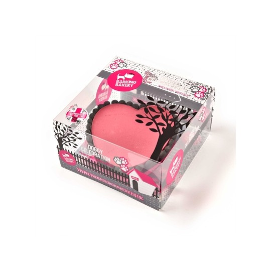 The Barking Bakery Yoghurt Topped Pawty Cake Roze Hart Met Kaars