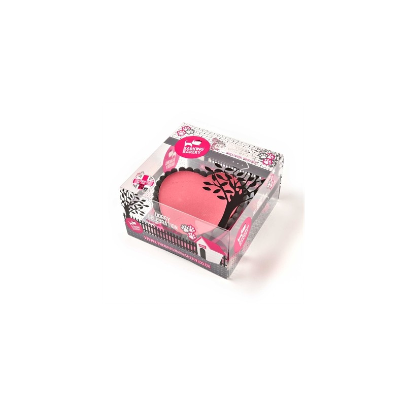 The Barking Bakery Yoghurt Topped Pawty Cake Roze Hart Met Kaars