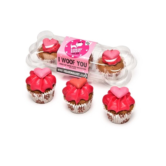 The Barking Bakery I Woof You Valentine Mini Iced Woofins Trio Assorti