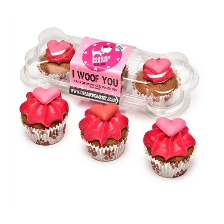 The Barking Bakery I Woof You Valentine Mini Iced Woofins Trio Assorti