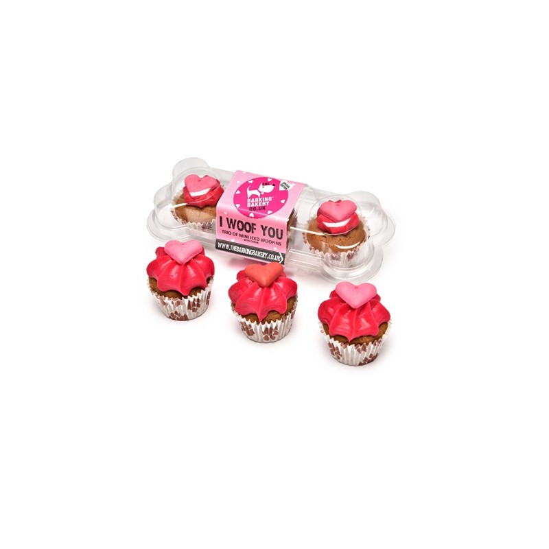 The Barking Bakery I Woof You Valentine Mini Iced Woofins Trio Assorti