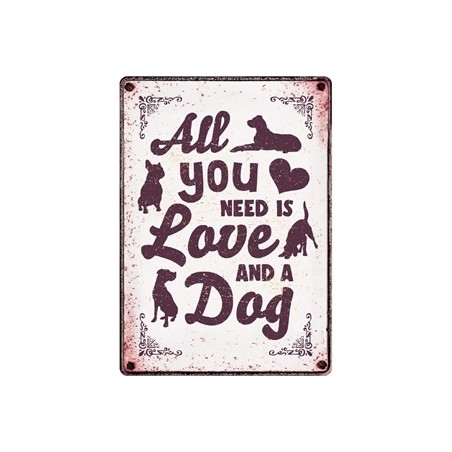 Plenty Gifts Waakbord Blik All You Need Is Love And A Dog