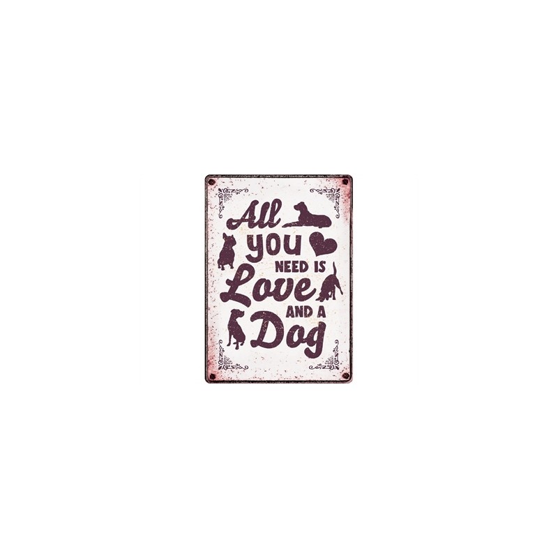 Plenty Gifts Waakbord Blik All You Need Is Love And A Dog