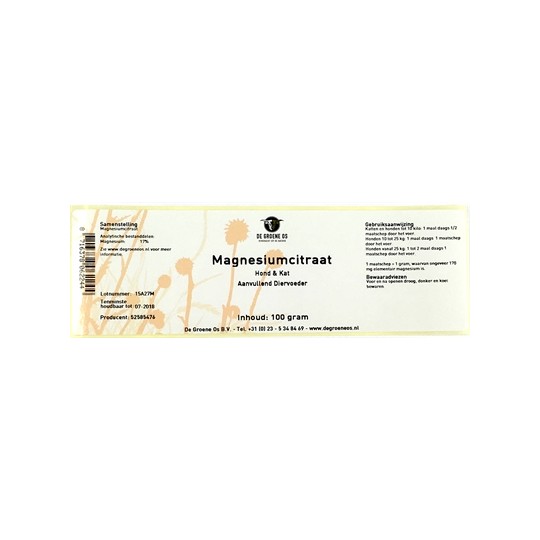 De Groene Os Magnesiumcitraat Hond / Kat