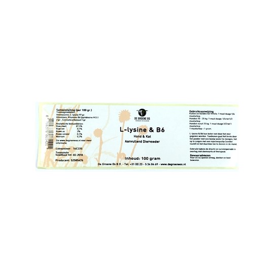 De Groene Os L-Lysine / B6 Hond / Kat