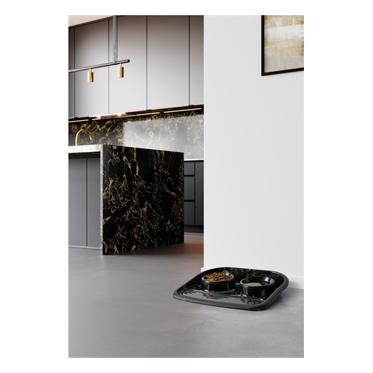 Savic Butler Voerbak En Drinkbak Met Plateau Marble Zwart / Goud