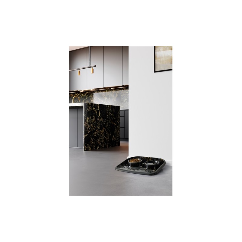 Savic Butler Voerbak En Drinkbak Met Plateau Marble Zwart / Goud