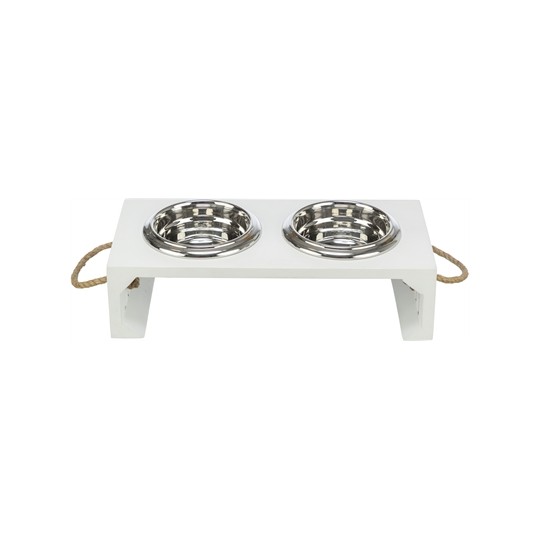 Trixie Be Nordic Set Voerbak / Waterbak Hout / Rvs Wit