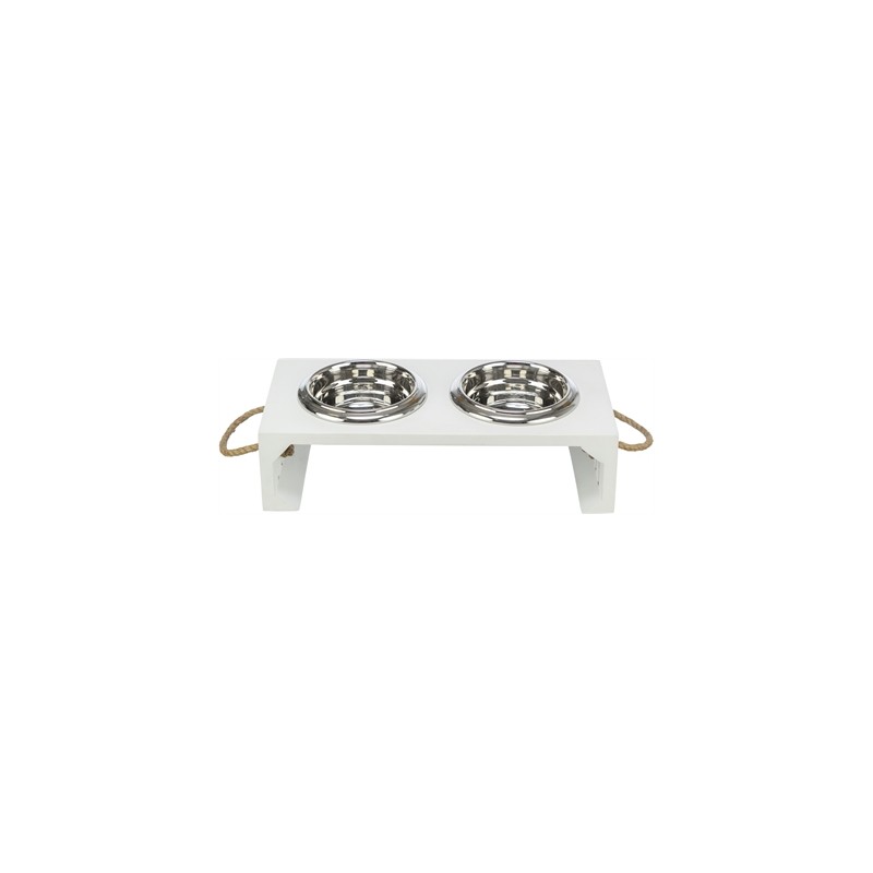 Trixie Be Nordic Set Voerbak / Waterbak Hout / Rvs Wit