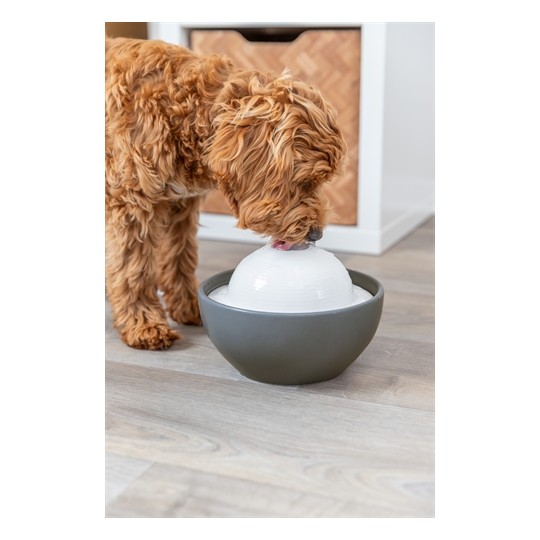 Trixie Vital Dome Drinkfontein Keramiek Grijs / Wit