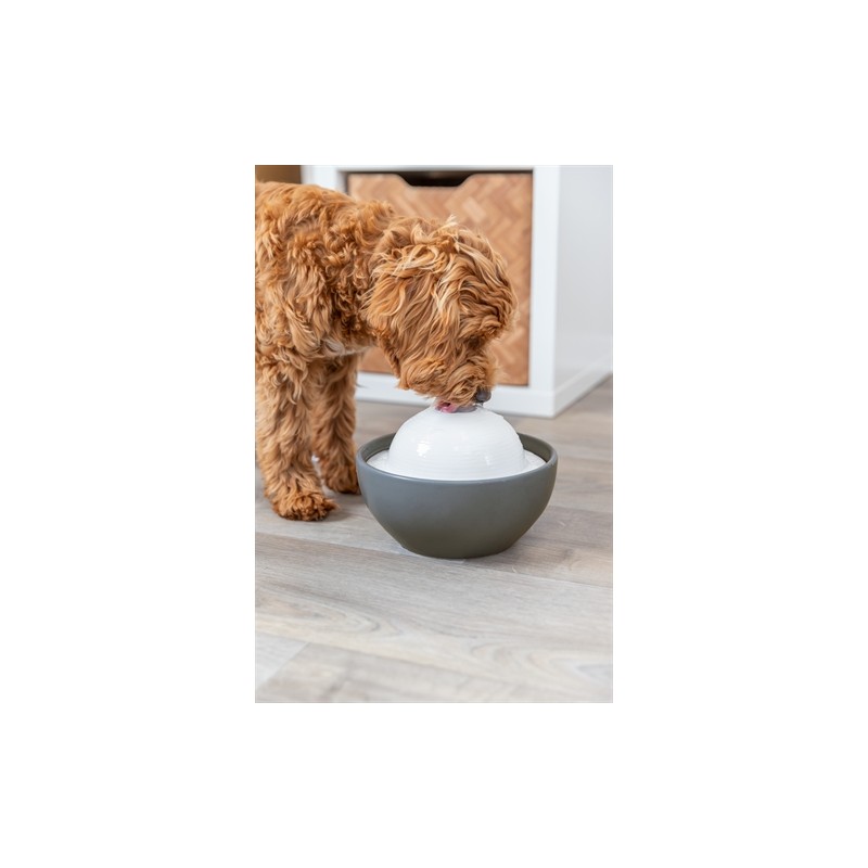 Trixie Vital Dome Drinkfontein Keramiek Grijs / Wit