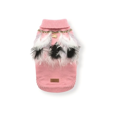 Croci Hondentrui Met Veren Roze / Wit