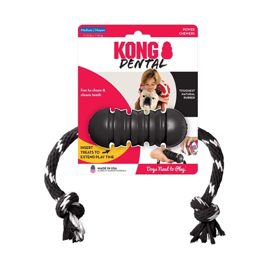 Kong Extreme Dental Met Touw Zwart / Wit
