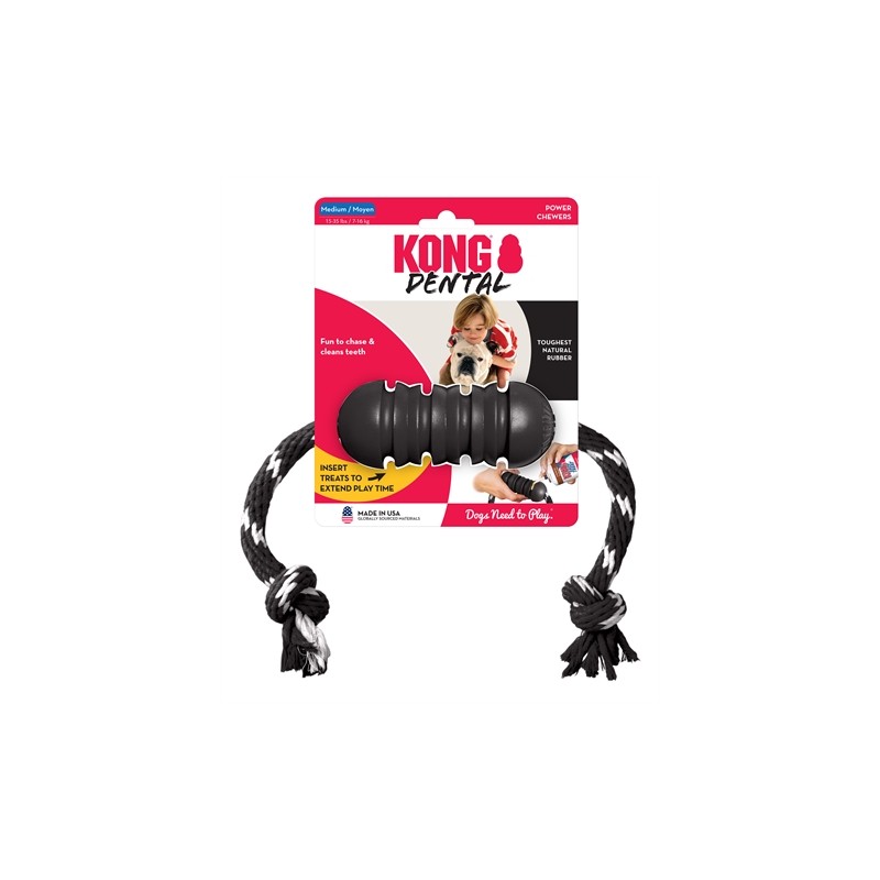 Kong Extreme Dental Met Touw Zwart / Wit