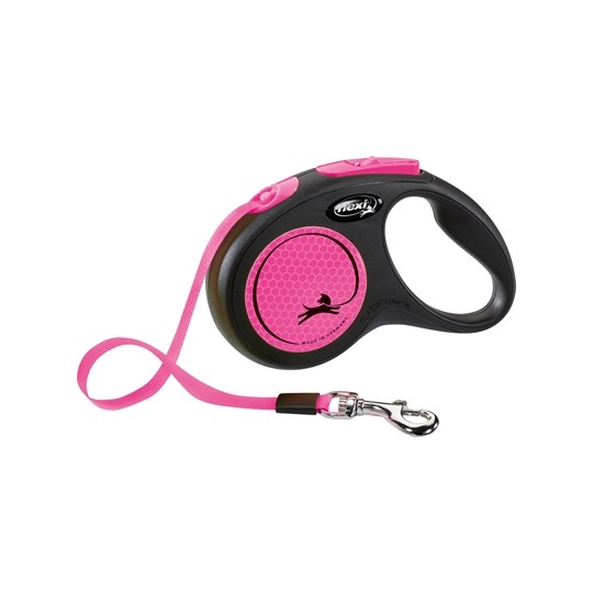 Flexi Rollijn New Classic Neon Tape Zwart / Roze