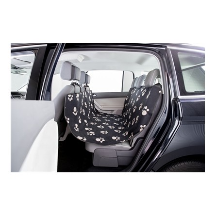 Trixie Autodeken Pootprint Nylon / Fleece Zwart / Beige